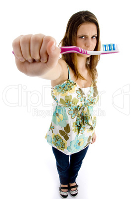 pretty woman holding brush