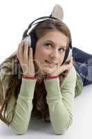 woman listening to music lying down