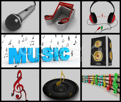 musical notes and musical equipments