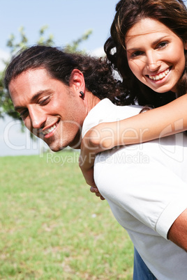 Man giving piggyback ride