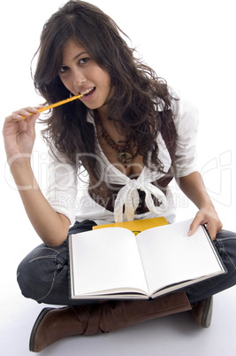 female student with books