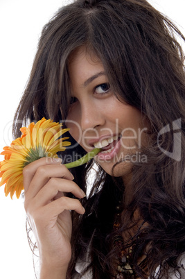 lovely female with gerbera