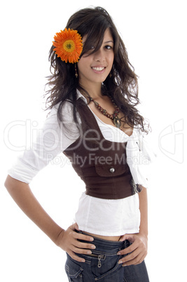 beauty model with gerbera flower