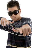 cool guy showing hand gesture