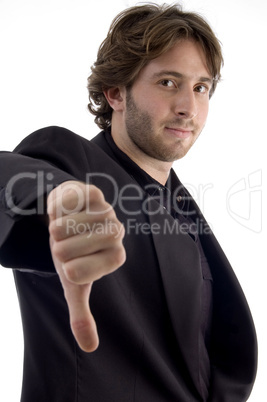 man showing disapproval sign
