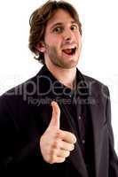 laughing male with thumbs up