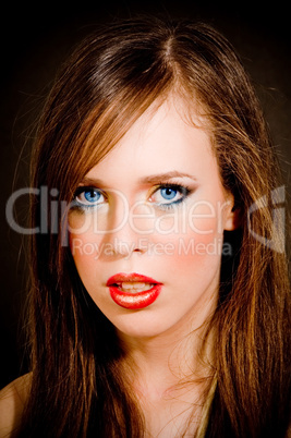 close up of beautiful woman looking at camera close up of beautiful woman looking at camera