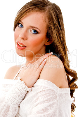 portrait of gorgeous model looking at camera