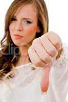 portrait of young woman with thumbsup