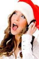 sidepose of christmas woman listening music