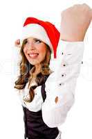 sidepose of cheerful christmas woman