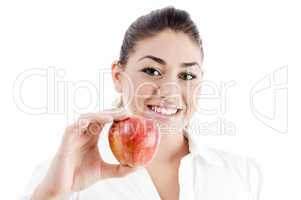 young attractive model holding an apple