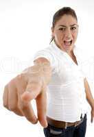 shouting woman pointing you