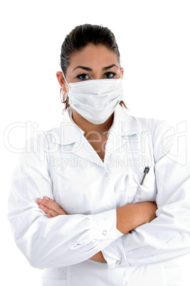 doctor with mask on her mouth
