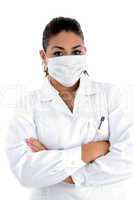 doctor with mask on her mouth