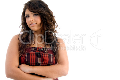 smiling beautiful woman with crossed arms