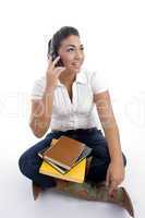 young student busy on phone call