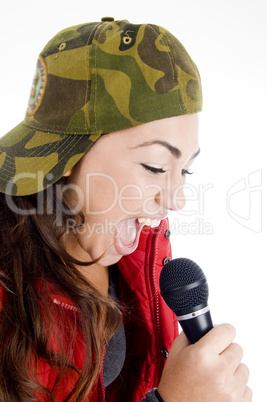 teenager singer with microphone