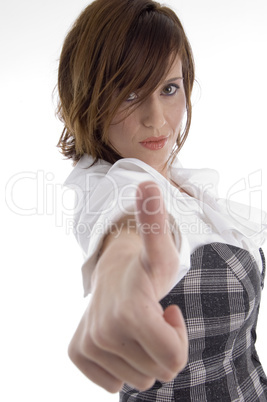 woman showing approval sign