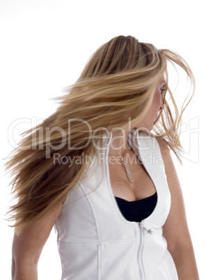 woman blowing her hair