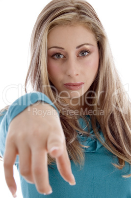 charming woman pointing you