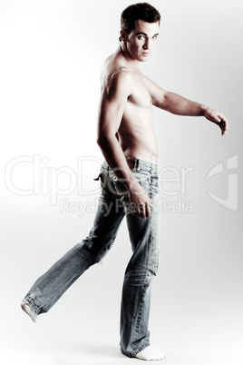 Shirtless causal male model