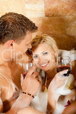 Happy couple in bath