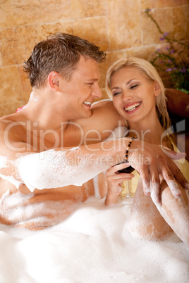 Couple bathing