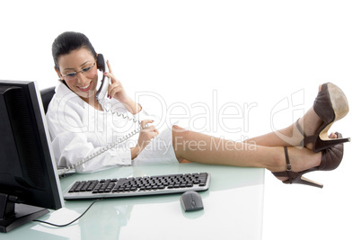 front view of doctor in clinic on white background