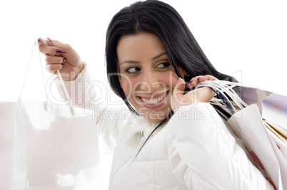 portrait of happy woman shopping bags