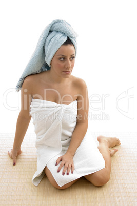 front view of woman after taking bath
