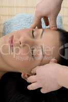 top view of woman taking head massage
