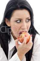 woman eating an apple