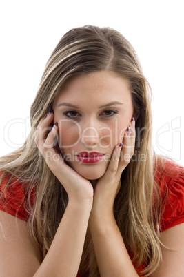 woman posing in red