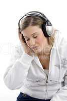 woman listening to music with closed eyes