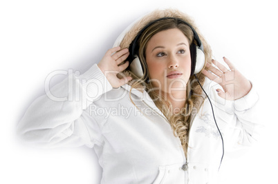 woman tuned in music