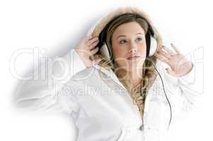 woman tuned in music