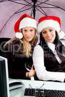 businesspeople in christmas hat