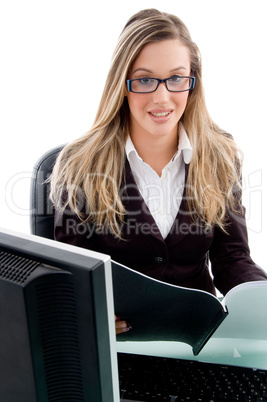 young female sitting in office