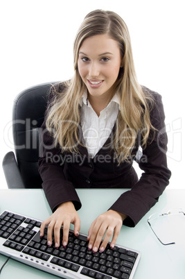 female working on computer