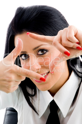 woman with framing hand gesture