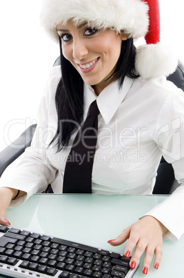 christmas woman with keyboard