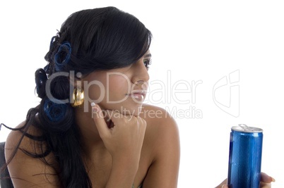 side view of girl with can side view of girl with can