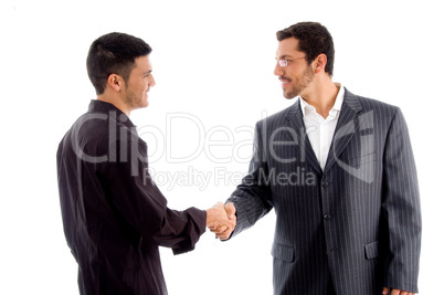 businesspeople communicating and shaking hand