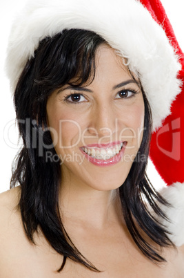 portrait of happy female with santa cap