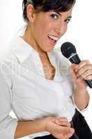female singer with microphone