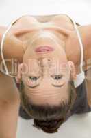 high angle view of woman's face