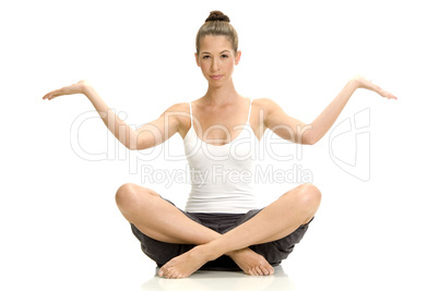 female doing yoga