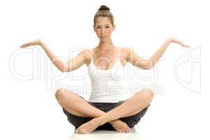 female doing yoga