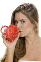 lady drinking with coffee mug